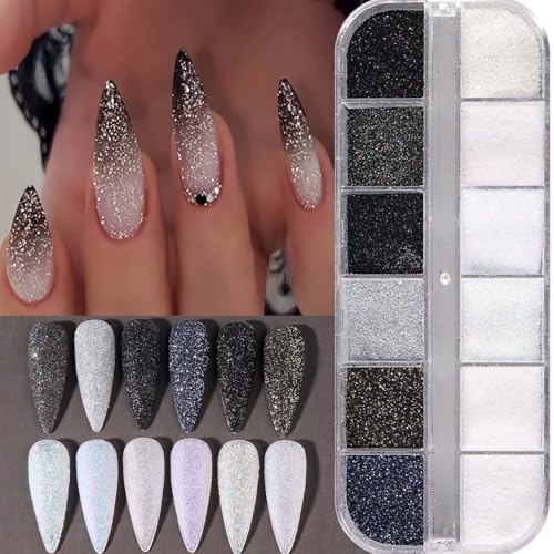Brtavizvy 24-Color Christmas Nail Glitter Set with Brush for Winter Art