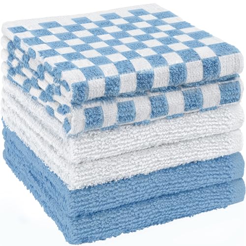 DecorRack 100% Cotton Checkered Washcloths, 12x12 Inch, 6-Pack