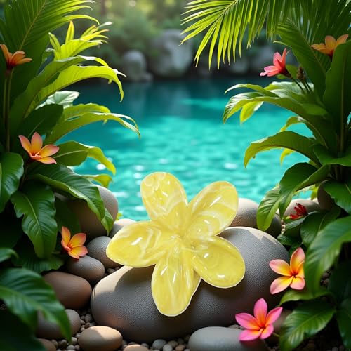 Creamy Yellow Hawaiian Flower Hair Claw Clip for Thick Hair