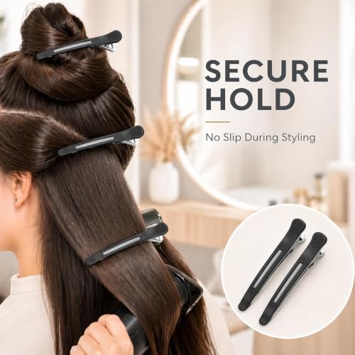 Hair Sectioning Clips 6-Pack No Crease Duck Bill Clips Black