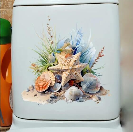 Floral Toilet Seat Sticker Decals - Waterproof Bathroom Decor