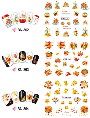 Fall & Thanksgiving Water Transfer Nail Art Stickers 12 Sheets