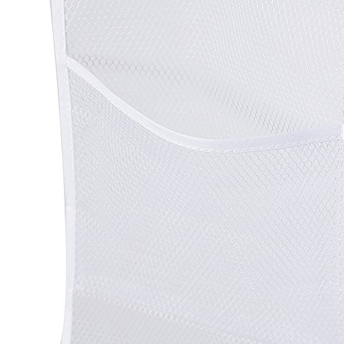 ALYER 6-Pocket Hanging Mesh Shower Caddy - Quick Dry Bath Organizer, White