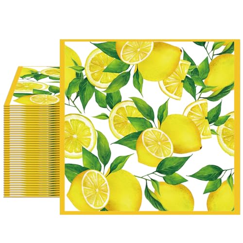 Lemon Napkins, 40pcs 2-Ply Decorative Citrus Paper Napkins for Party Decor