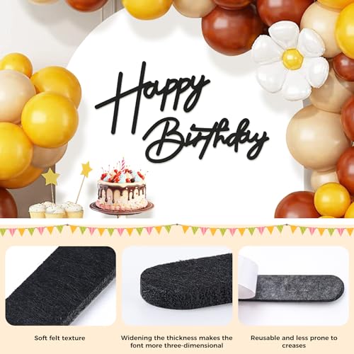 Babenest Happy Birthday Felt Banner - Black Reusable Wall Sign Decor