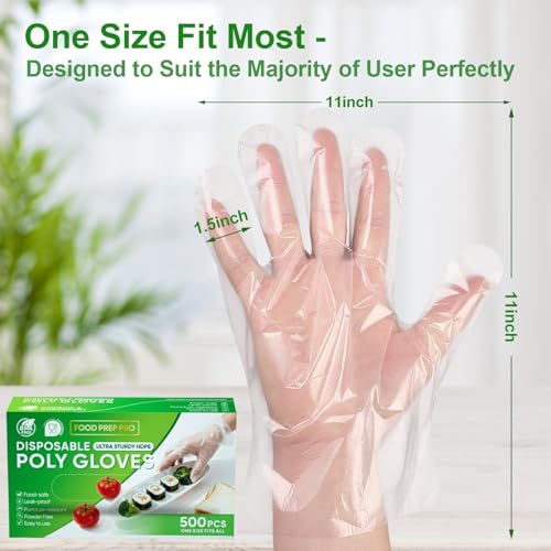 JedJadr 500 Disposable Food Service Gloves - Clear Poly Plastic Kitchen Gloves