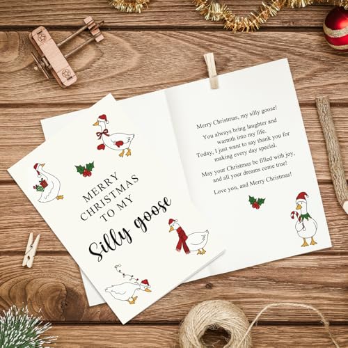 Funny Silly Goose Christmas Card for Him Her - Premium 300gsm