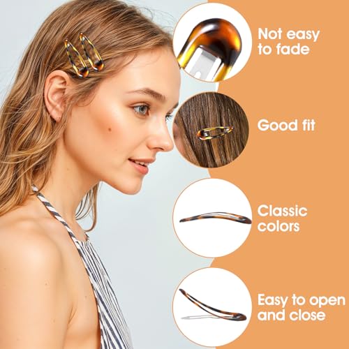 Nogeqi 12-Piece Metal Tortoise Shell Snap Hair Clips and Barrettes