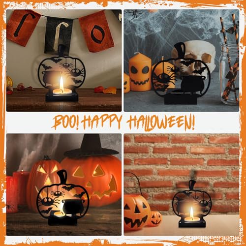 Halloween Shadow Candle Holder - Spooky Spider & Bat Design
