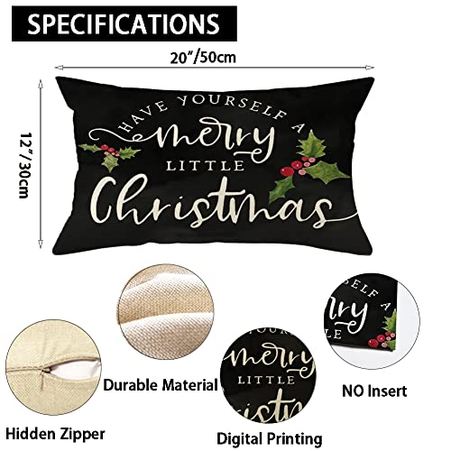 Christmas Throw Pillow Cover, 12x20 Inch Farmhouse Cushion Case