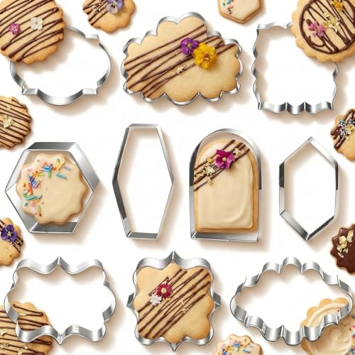 10Pcs Stainless Steel Cookie Cutter Set with Variety Shapes for Baking and Decorating