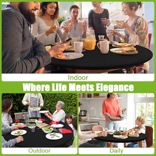 Smiry Round Spandex Tablecloth - Waterproof Elastic Cover for 45"-56" Tables