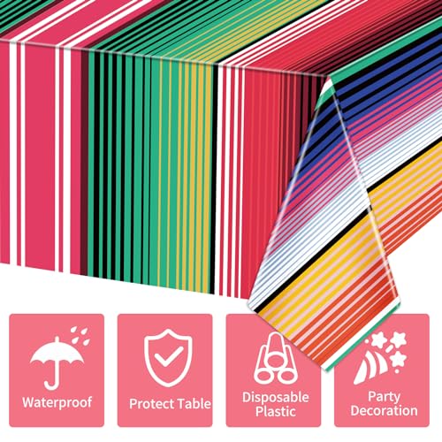 Mexican Serape Tablecloth - 54x108 Inch Striped Party Cover