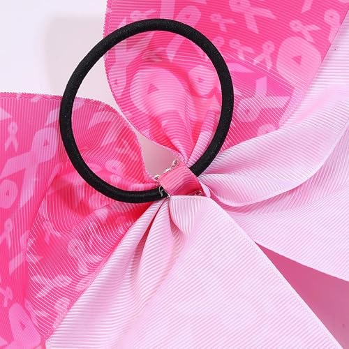 Breast Cancer Awareness Cheer Bows - 7 Inch Pink Ribbon Hair Bows (2 Pack)