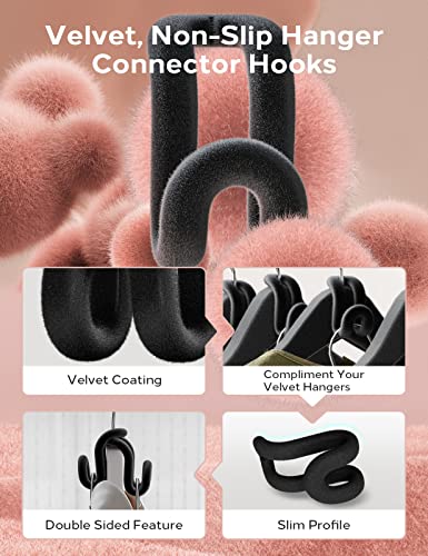 Velvet Space Saver Hanger Connectors - Cascading Clothes Hanger Extenders