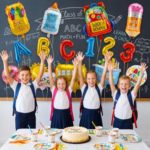 Back to School Balloon Decoration Kit - 15 Foil Balloons for Classroom
