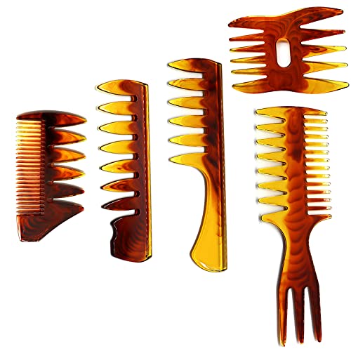 EastyGold 5-Pack Men's Hair Styling Comb Set Professional Barber Tool