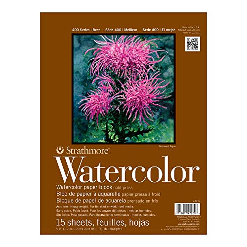 Strathmore 400 Series Watercolor Block 9x12 Inches Cold Press 15 Sheets - White