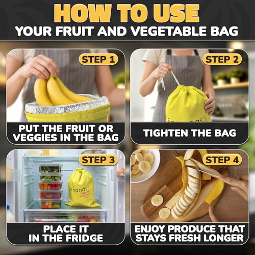 VIKROM Banana Keeper Bag, Aluminum-Lined Freshness Saver - Yellow