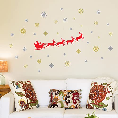 49-Piece Christmas Wall Stickers Set - Santa's Sleigh Décor