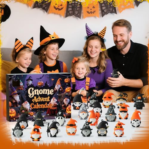 Gnome Advent Calendar 2026 Multi Gnome Halloween Countdown with 24 Collectible Gifts for Kids & Teens