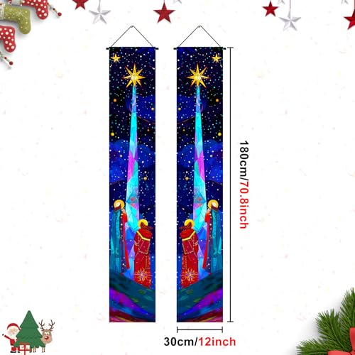 HOMETITUTE Nativity Star Door Banner Set Religious Christmas Porch Sign