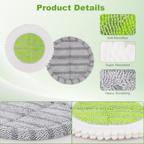 6.3-Inch Electric Mop Pads for Vmai, Bissell & More - 4 Pack