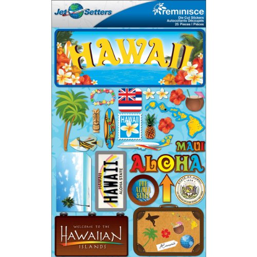 Reminisce Jet Setters 3D Hawaii Scrapbook Sticker Sheet