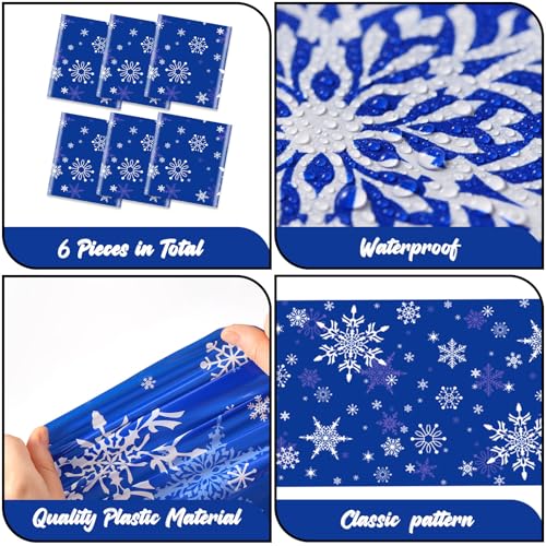 6 Pcs Winter Snowflake Table Runners - Royal Blue Holiday Decor