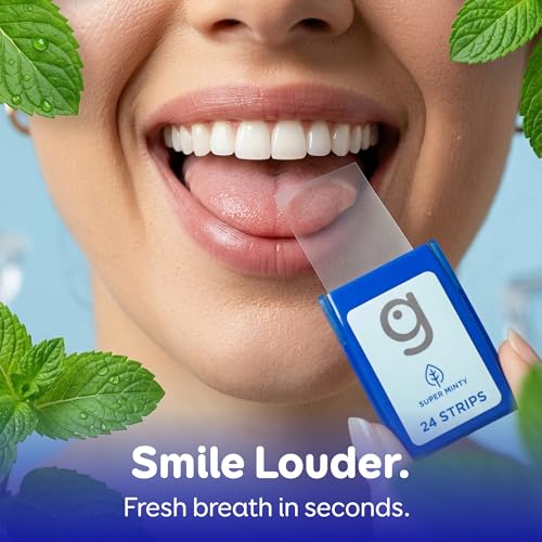 GRIN Super Minty Breath Strips - Sugar-Free Instant Dissolving Mint Freshener, 72 Count