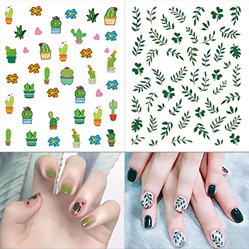 WOKOTO 12 Sheets 3D Self-Adhesive Nail Art Stickers Cute Decals for Women Girls