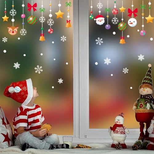 Christmas Window Clings Double Sided Snowflake Elk Stickers 4 Sheets