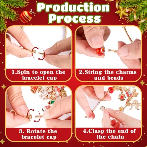 Christmas Advent Calendar Jewelry Kit with Charms and Bracelets for Kids
