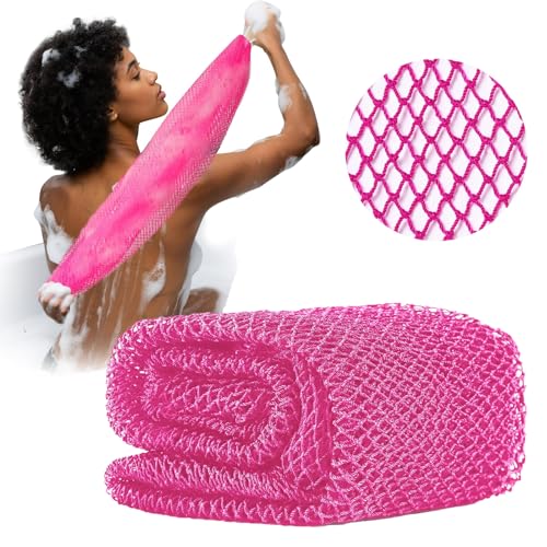 African Net Sponge Authentic Exfoliating Bath Scrubber Pink
