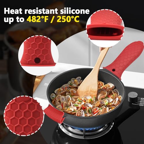 Bonsicoky Red Silicone Hot Handle Holder Sleeve Set - 4 Pieces