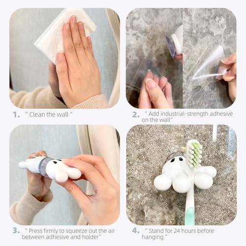 Cute Hand Toothbrush Holder with Suction Hooks - Multi-Function Bathroom Decor