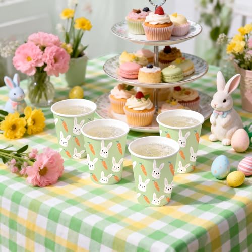 Easter Paper Cups 9oz - 50 Pack Carrot Bunny Design Disposable
