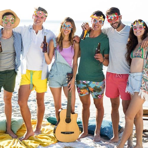 12PCS Tropical Summer Party Paper Eyeglasses Photo Booth Props