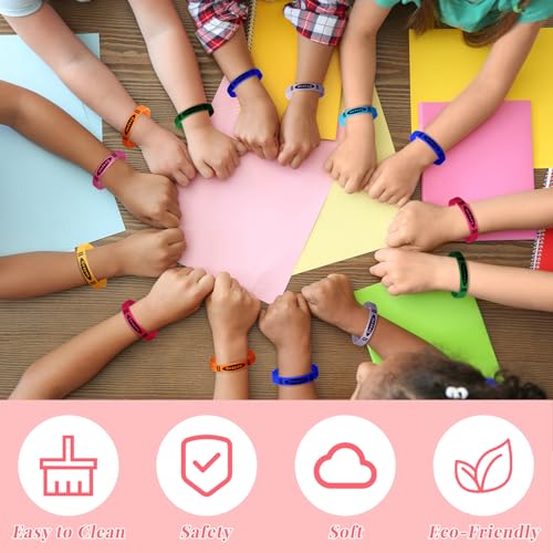 Yunlly 40 Pcs Crayon Style Silicone Bracelets for Kids