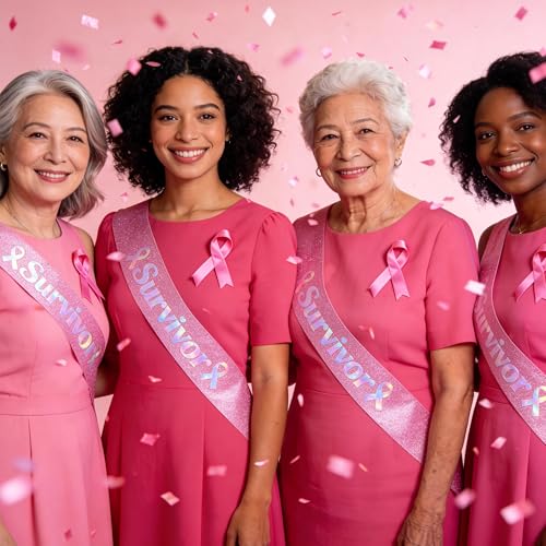 Vuzvuv Pink Cancer Survivor Sash for Breast Cancer Awareness