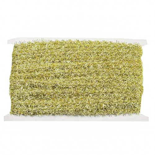 CABODYALS 20 Yards Gold Tinsel Ribbon 1/2 Inch Metallic Foil Garland for Christmas Tree Decor and Gift Wrapping