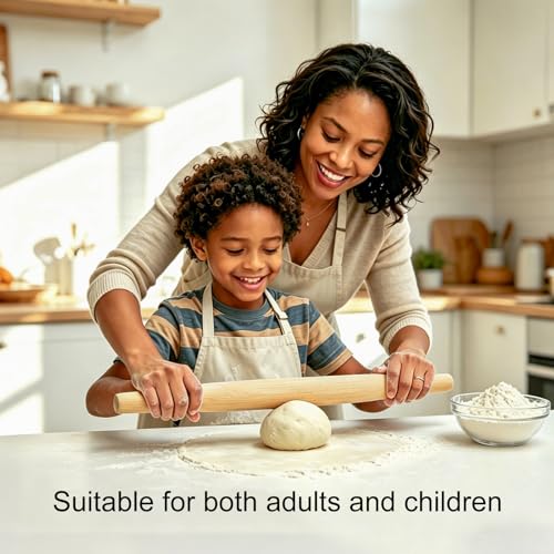17-Inch French Beech Wood Rolling Pin for Baking & Pastry Dough