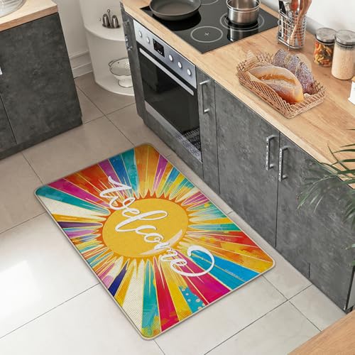 Colorful Sunshine Welcome Doormat - Non-Slip Indoor/Outdoor Rug