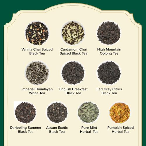 VAHDAM Tea Sampler Gift Set, 40 Assorted Pyramid Tea Bags (20 Flavors)