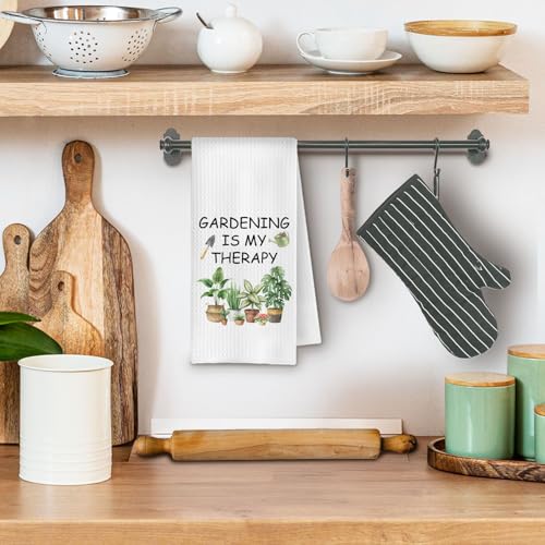 Gardening is My Therapy Kitchen Towels - 16x24 Inches Decorative Hand Towels for Home