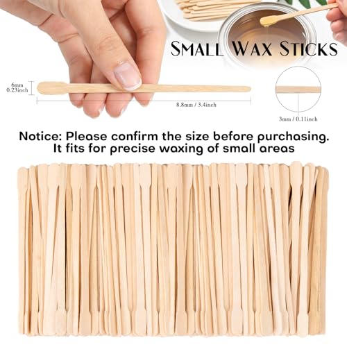 RAQEHO 200Pcs Eyebrow Wax Sticks Small Wooden Wax Applicator for Brows and Lips