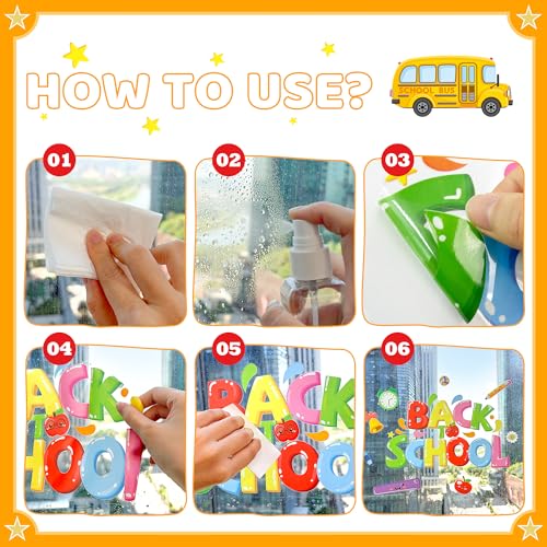 Funnlot Back to School Window Clings - 100 Double-Sided Stickers