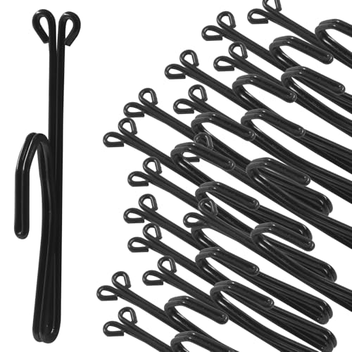 16 Pcs Black Stainless Steel Curtain Hooks - Heavy Duty & Slip-On
