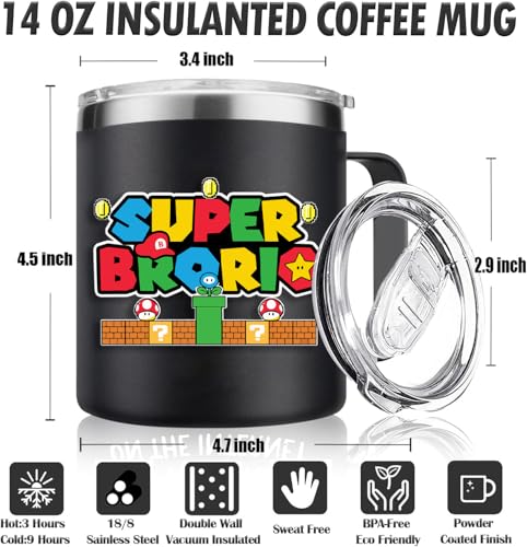 Super Bro Funny Mug - Big Brother Gifts from Sister, Game Lover Humor - 14oz