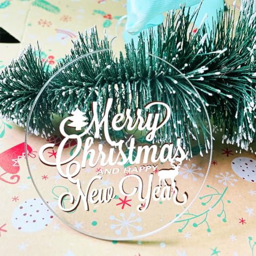 Clear Acrylic Christmas Ornaments Set - 4 Inch Blank DIY Holiday Decorations